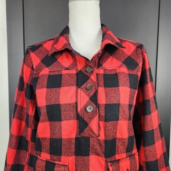 J.Crew Buffalo Plaid Wool Blend Popover Shacket Style Shirt Jacket Size PM - Picture 2 of 6